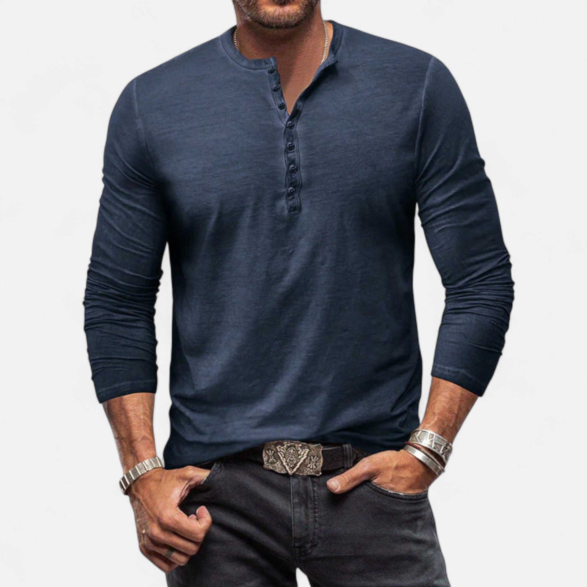 Eliaro Moda | Camisa Henley Hombre Clásica Corte Entallado