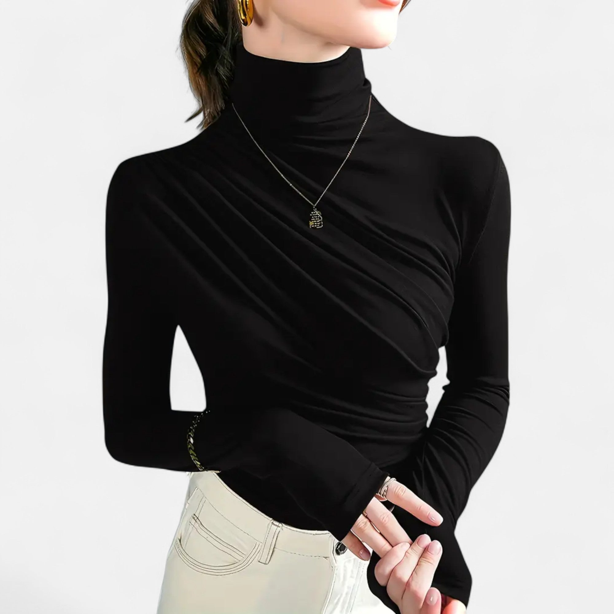 Eliaro Moda | Blusa Mujer Cuello Alto con Detalle Fruncido