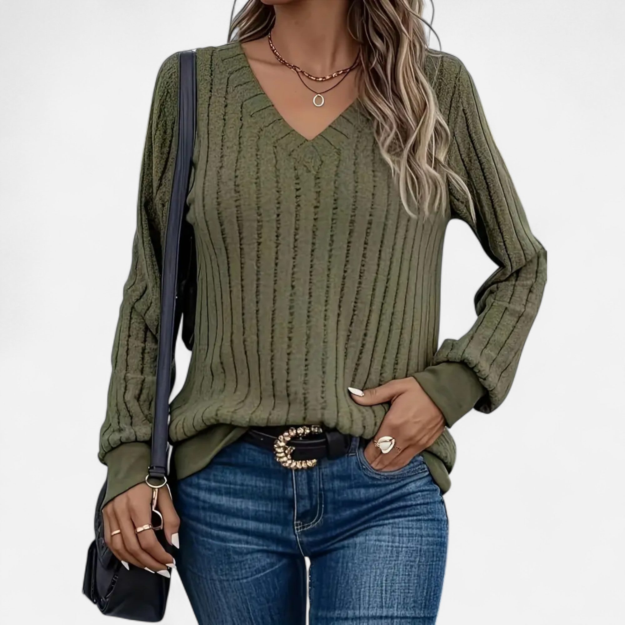 Eliaro Moda | Jersey Mujer Cuello en V Acanalado