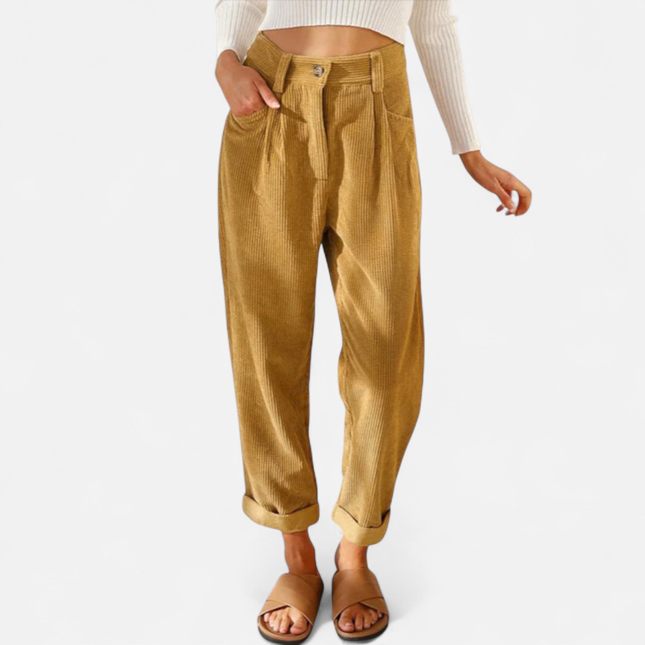 Eliaro Moda | Pantalón Mujer Cintura Elástica Corte Ancho en Cotelé