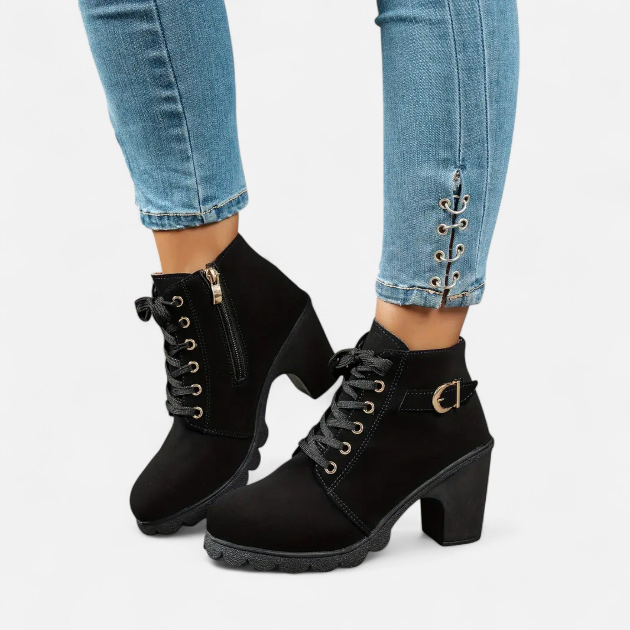 Eliaro Moda | Botines Cortos Mujer con Tacón de Bloque Elegante