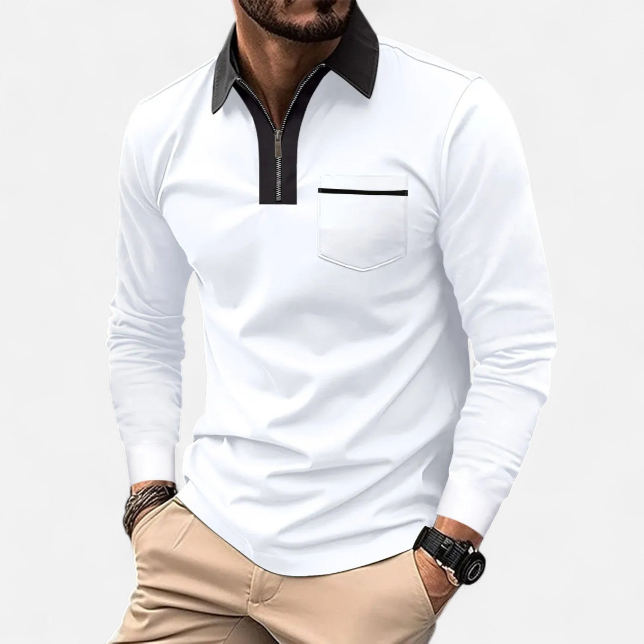 Eliaro Moda | Polo Hombre Otoño Cremallera Cuello Lapel Casual