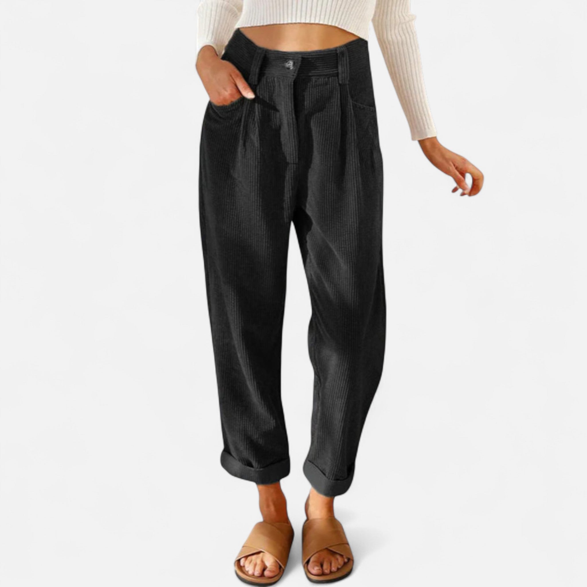 Eliaro Moda | Pantalón Mujer Cintura Elástica Corte Ancho en Cotelé