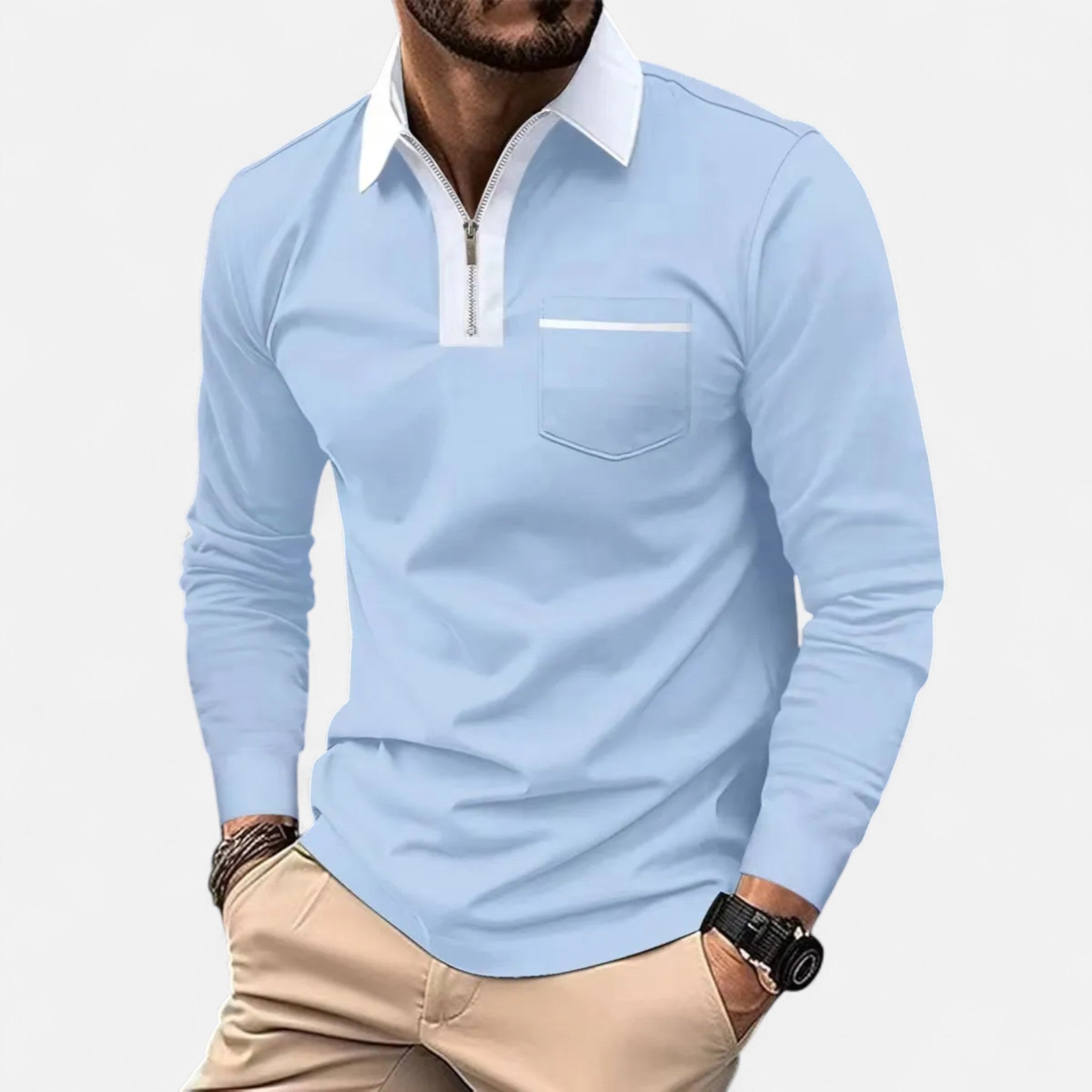 Eliaro Moda | Polo Hombre Otoño Cremallera Cuello Lapel Casual