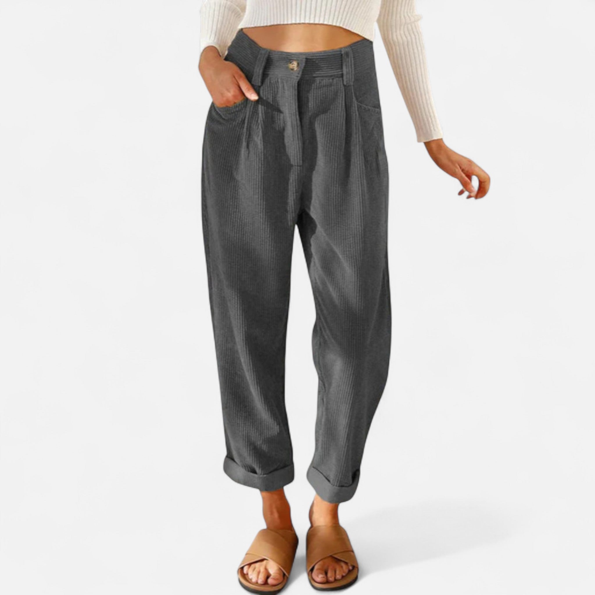 Eliaro Moda | Pantalón Mujer Cintura Elástica Corte Ancho en Cotelé