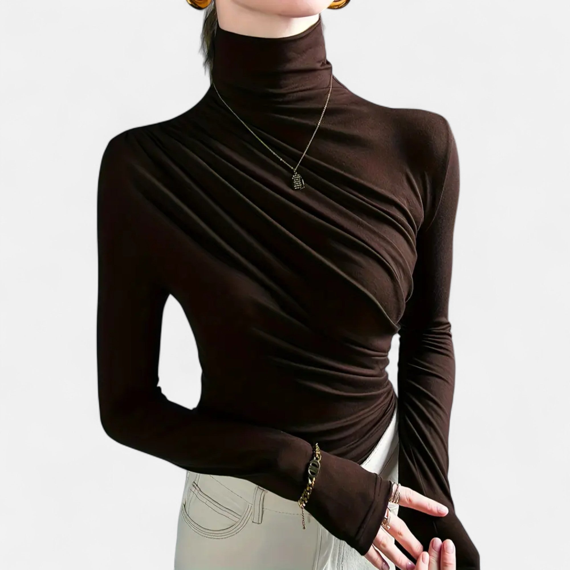 Eliaro Moda | Blusa Mujer Cuello Alto con Detalle Fruncido