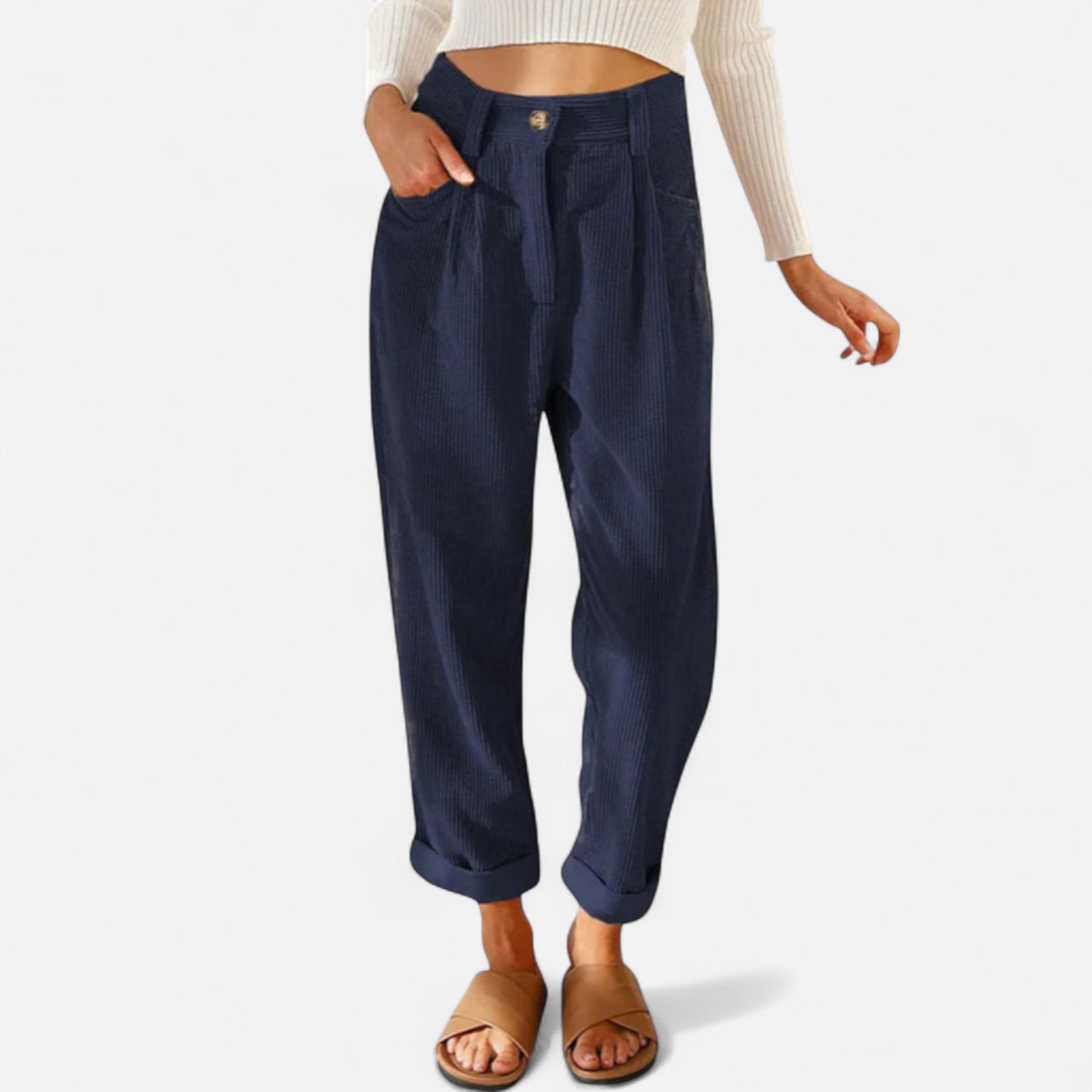 Eliaro Moda | Pantalón Mujer Cintura Elástica Corte Ancho en Cotelé