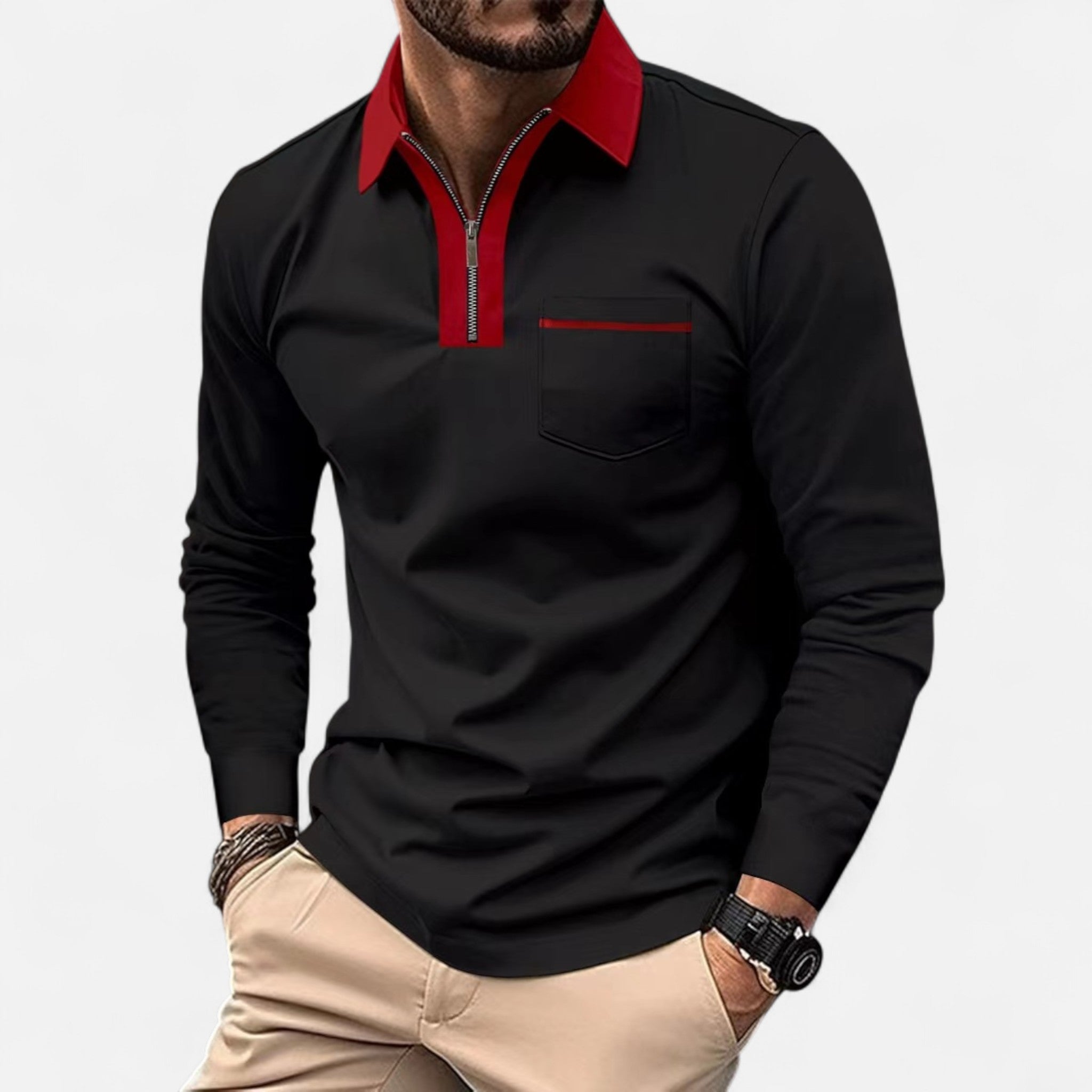 Eliaro Moda | Polo Hombre Otoño Cremallera Cuello Lapel Casual