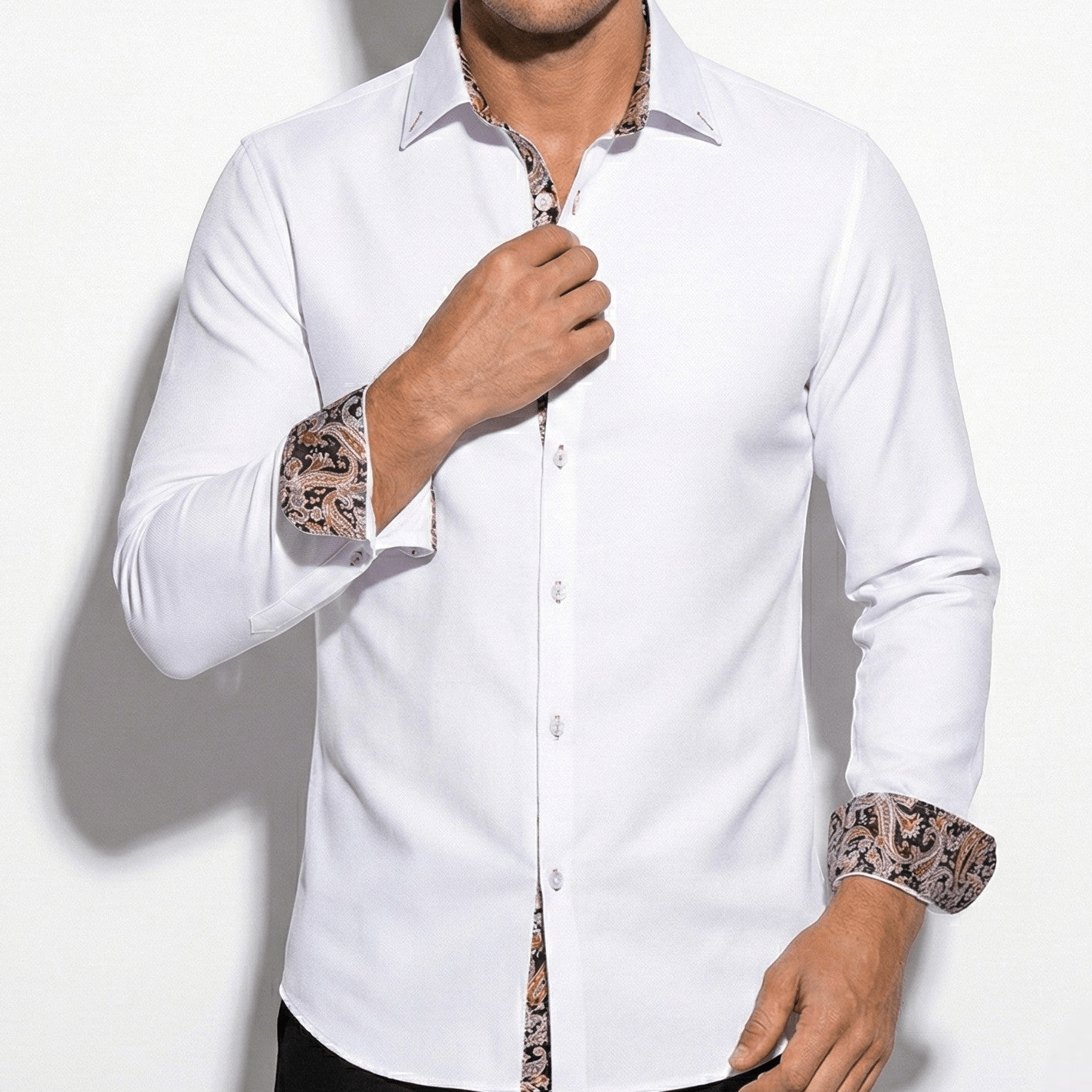 Camicia Elegante da Uomo Slim Fit a Manica Lunga con Bottoni e Tasca