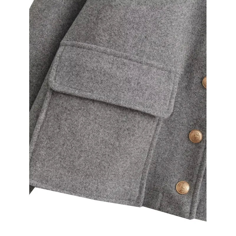 Jachetă ușoară cu guler cu rever și nasturi frontali pentru femei