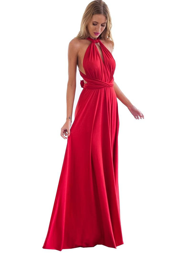 Abito lungo da donna - spalline regolabili plissettato - festa gala