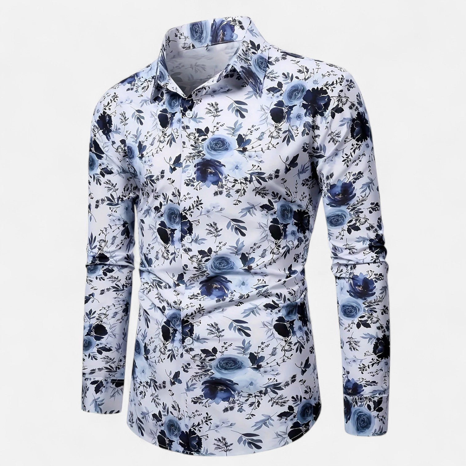 Eliaro Moda | Camisa de Hombre con Estampado Floral – Ligereza Natural y Estilo Refinado con Manga Larga y Cuello Clásico