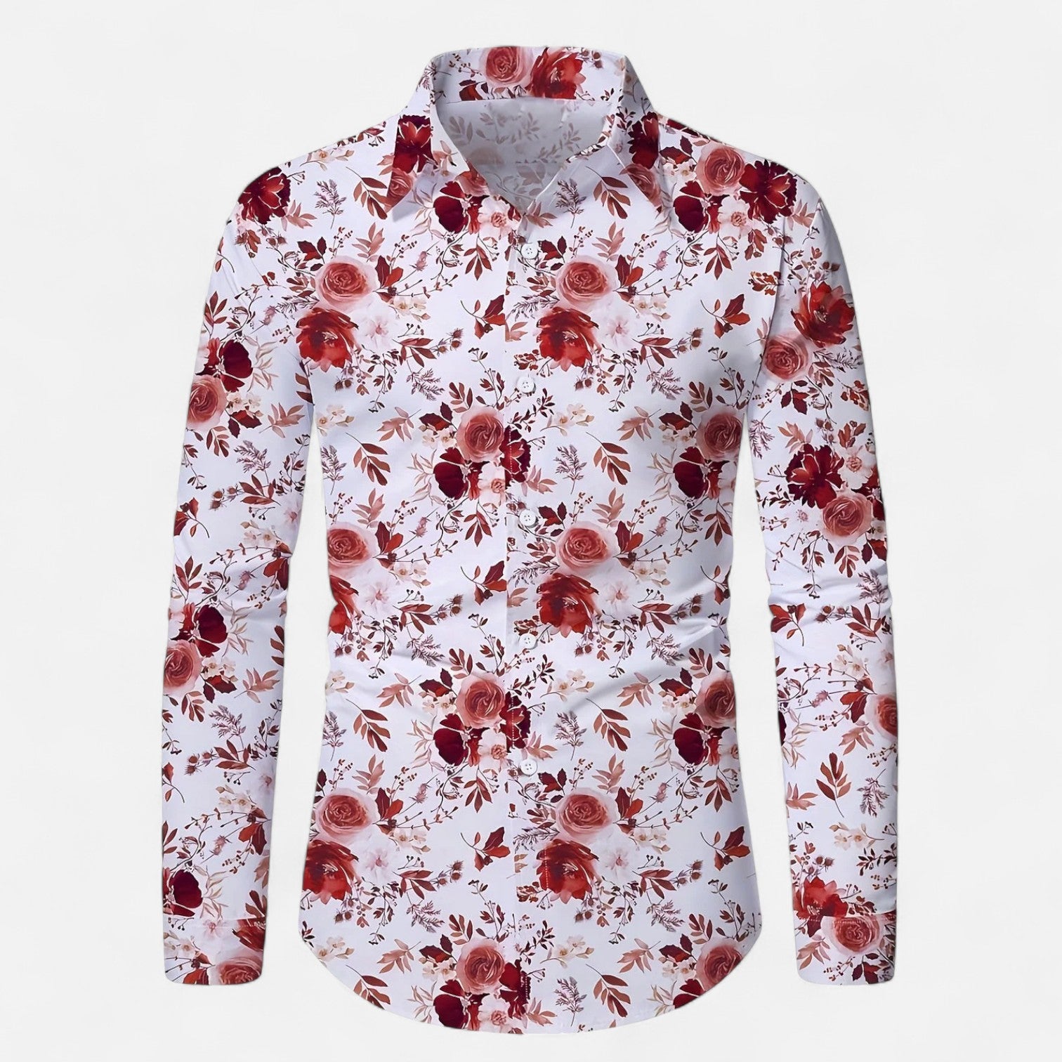 Eliaro Moda | Camisa de Hombre con Estampado Floral – Ligereza Natural y Estilo Refinado con Manga Larga y Cuello Clásico