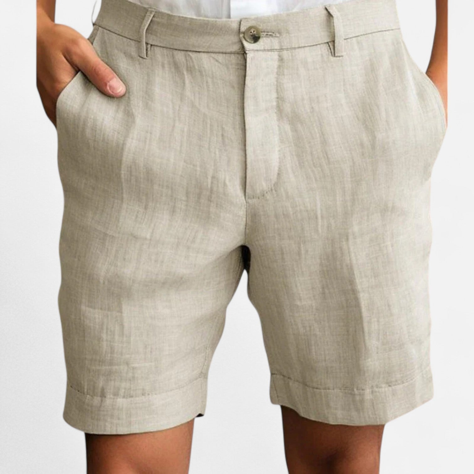 Eliaro Moda | Pantalones Cortos de Lino para Hombre – Cierre con Botón y Bolsillos Laterales para un Estilo Refinado y Fresco