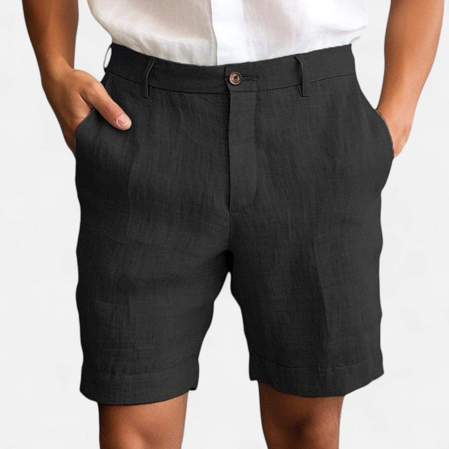 Eliaro Moda | Pantalones Cortos de Lino para Hombre – Cierre con Botón y Bolsillos Laterales para un Estilo Refinado y Fresco