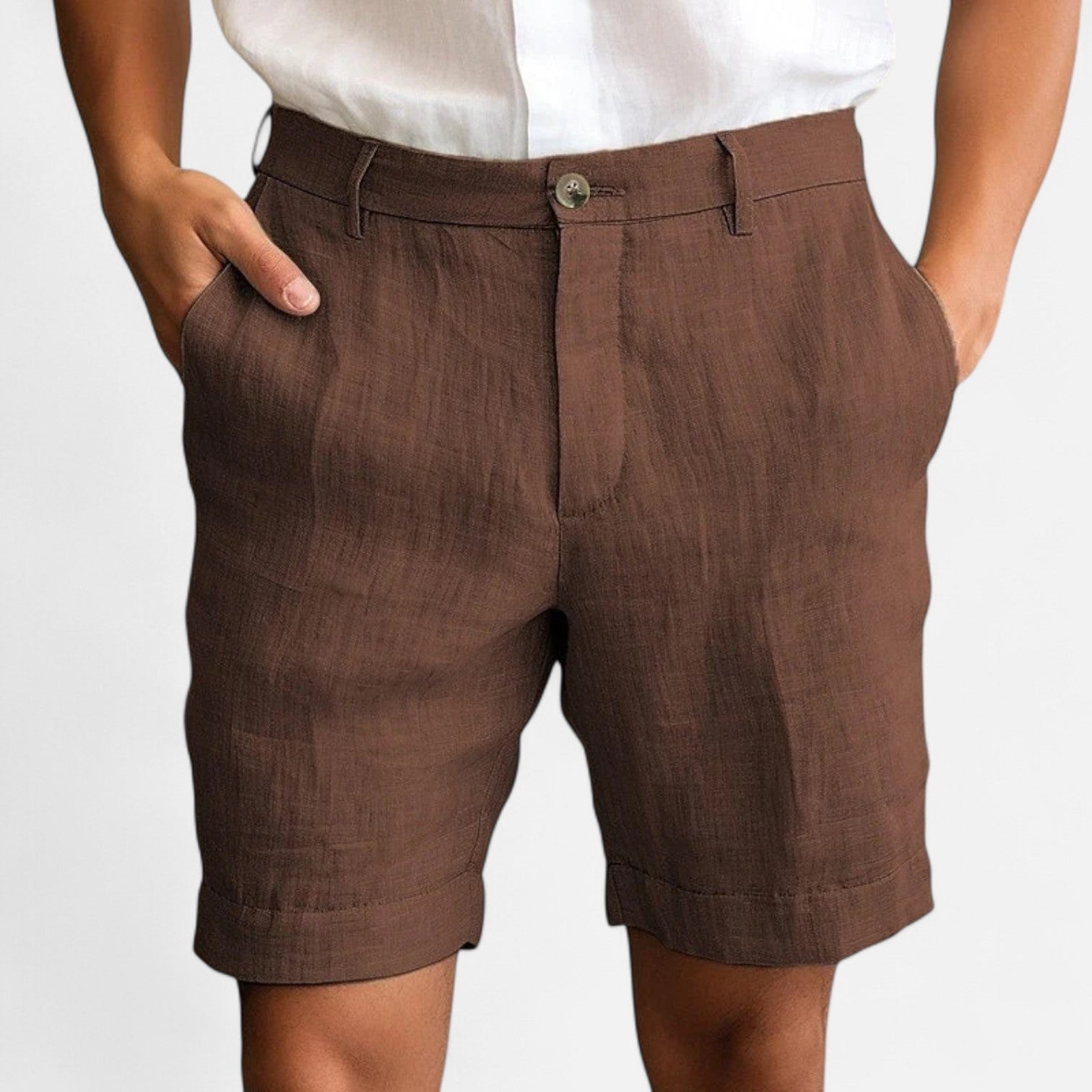 Eliaro Moda | Pantalones Cortos de Lino para Hombre – Cierre con Botón y Bolsillos Laterales para un Estilo Refinado y Fresco