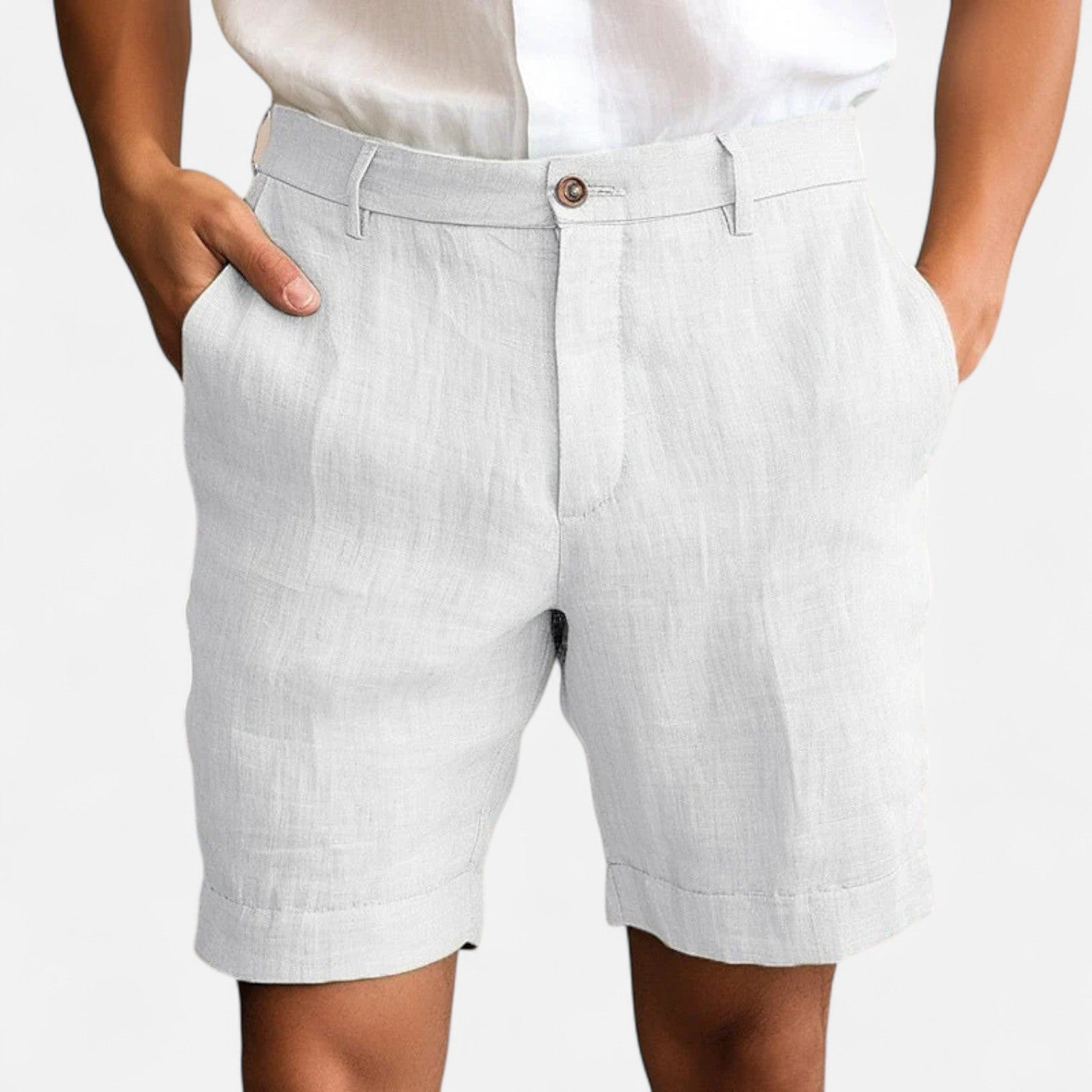 Eliaro Moda | Pantalones Cortos de Lino para Hombre – Cierre con Botón y Bolsillos Laterales para un Estilo Refinado y Fresco