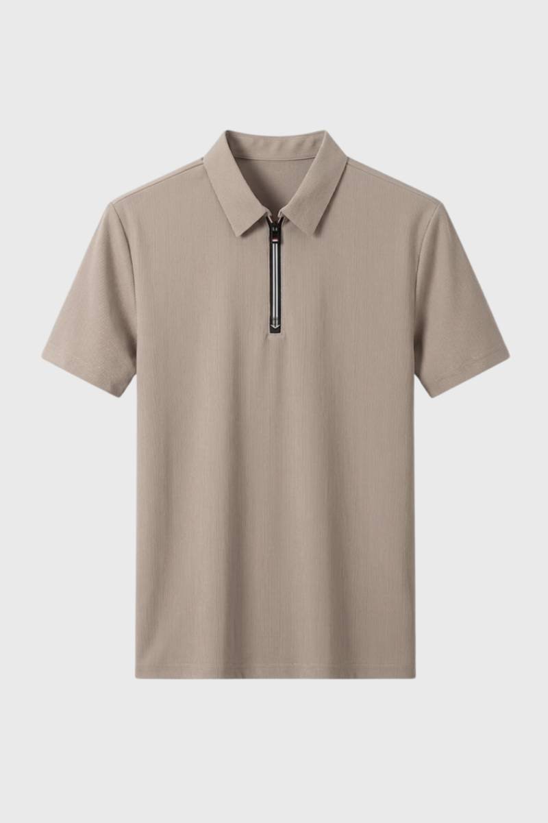 Pánské polo s polovičním zipem a žebrovanou tkaninou — business casual