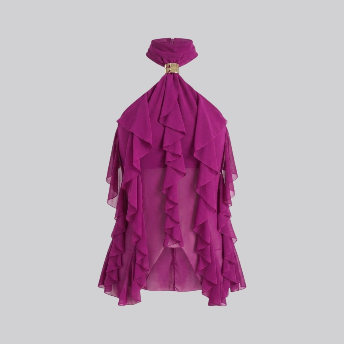 Top halter donna con volant | blusa senza maniche per eventi