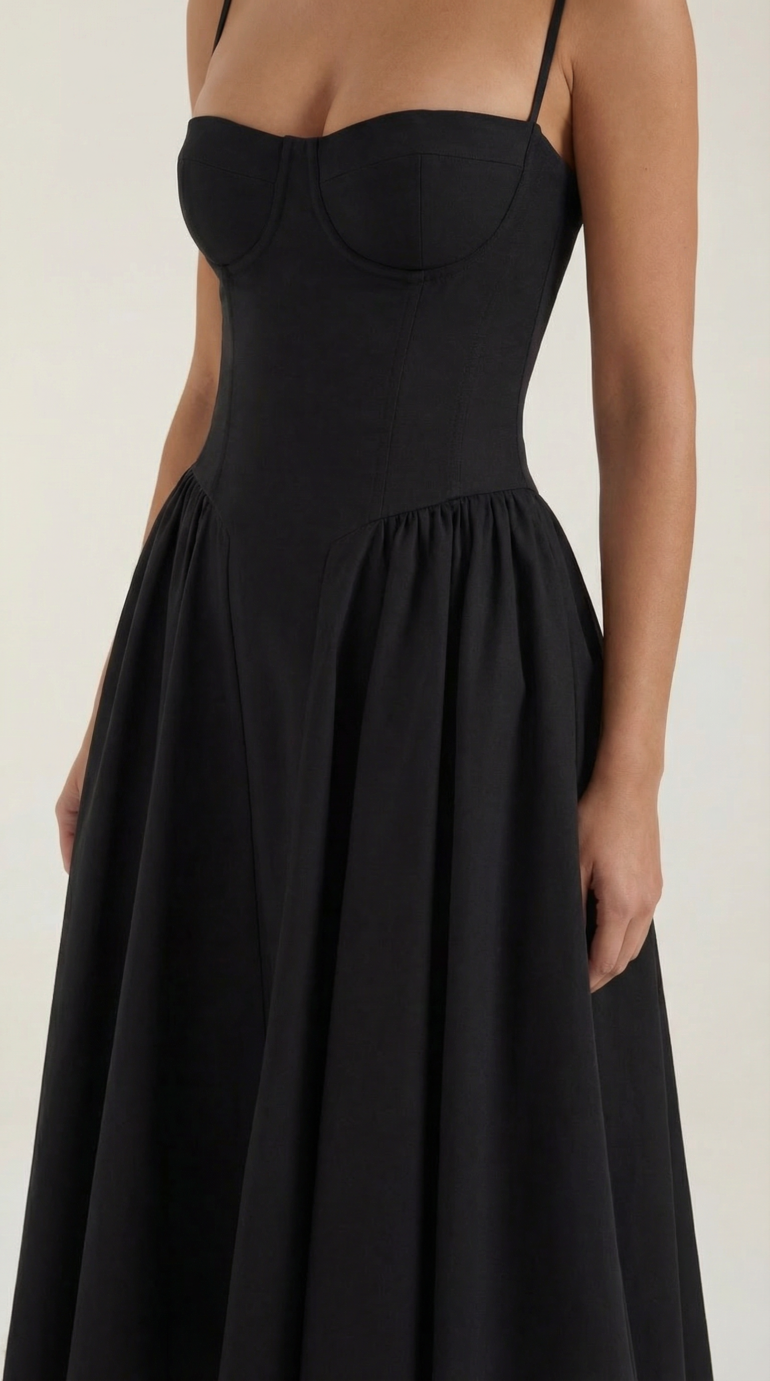 Women's Cotton Midi Dress Corset Style with Straps and Floral Print