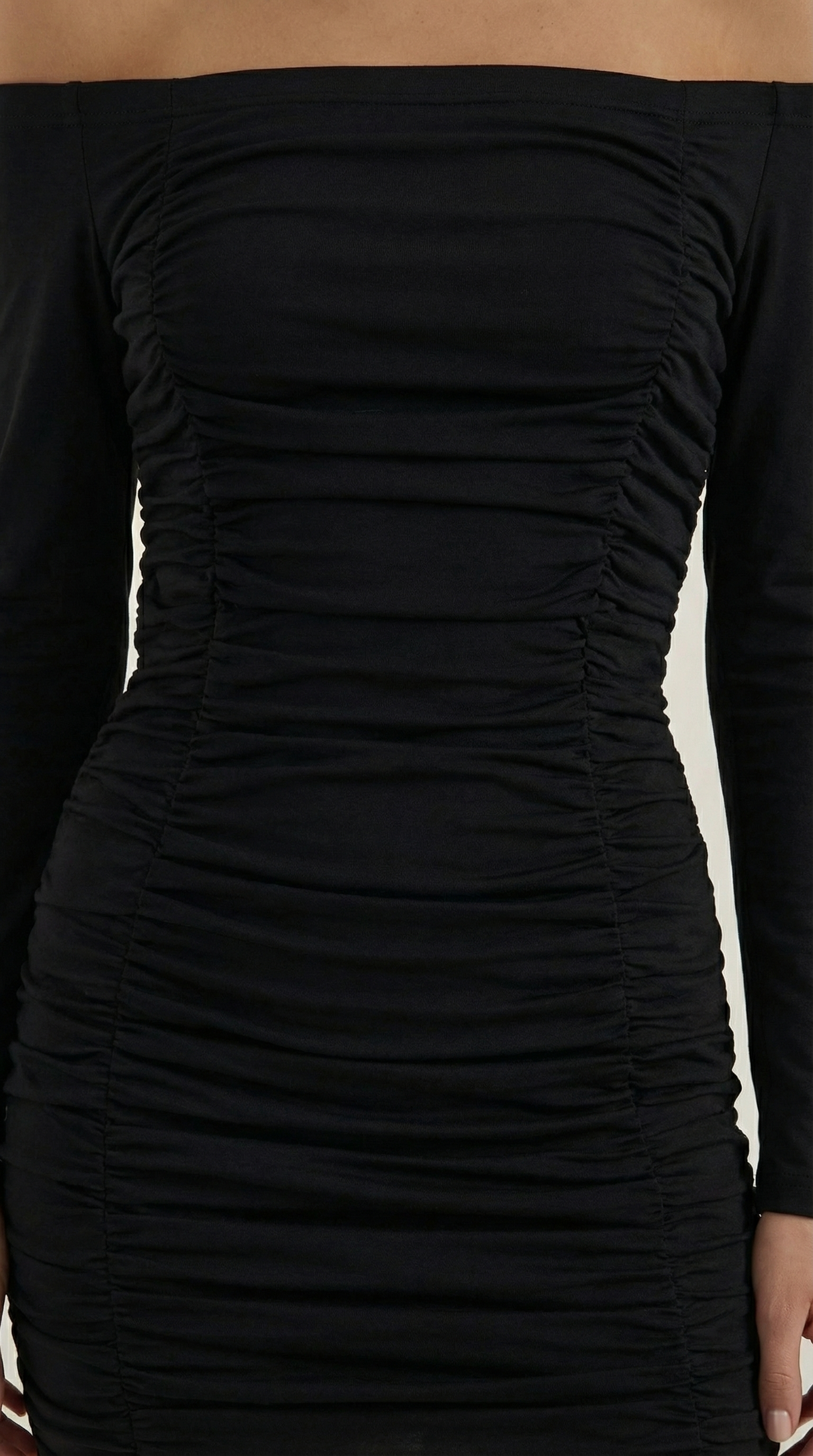 Rochie Mulată cu Umeri Decoltați, Mâneci Lungi și Plisată pentru Femei