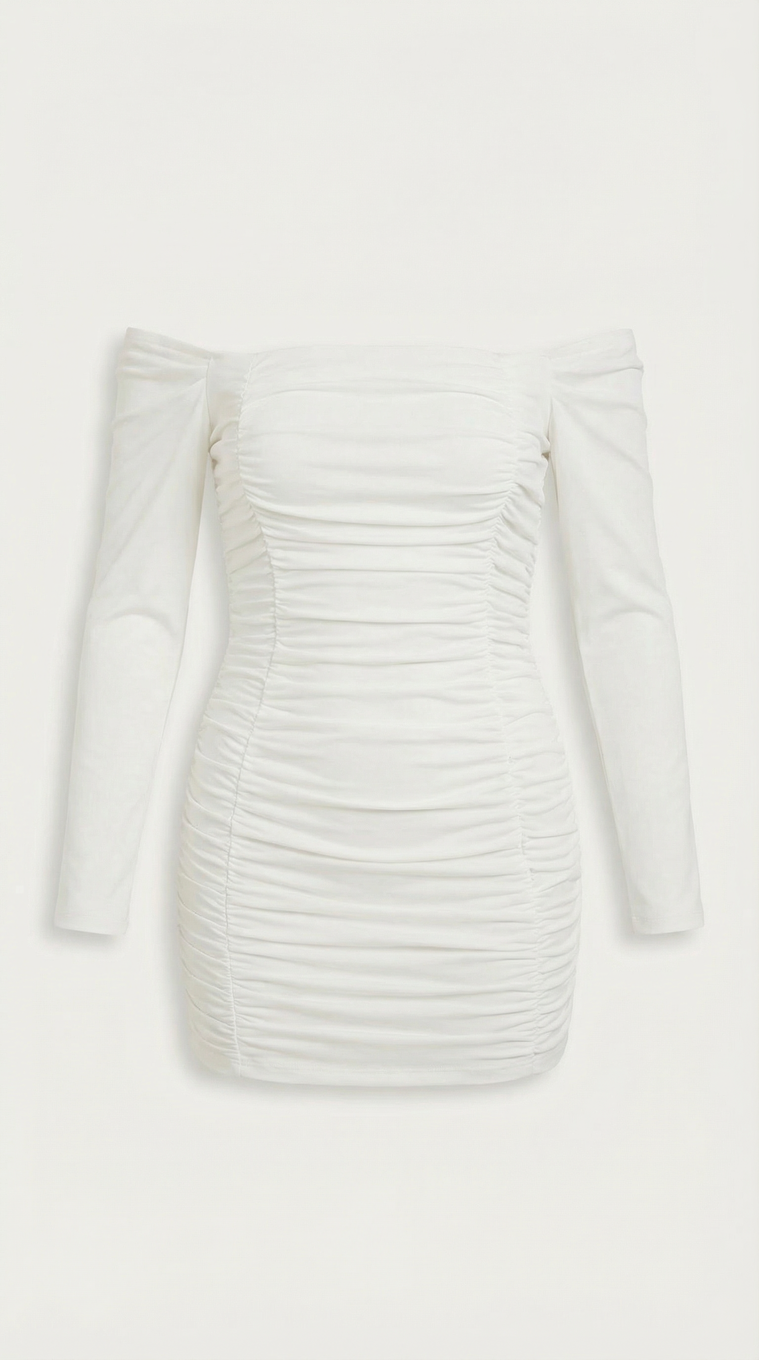 Rochie Mulată cu Umeri Decoltați, Mâneci Lungi și Plisată pentru Femei