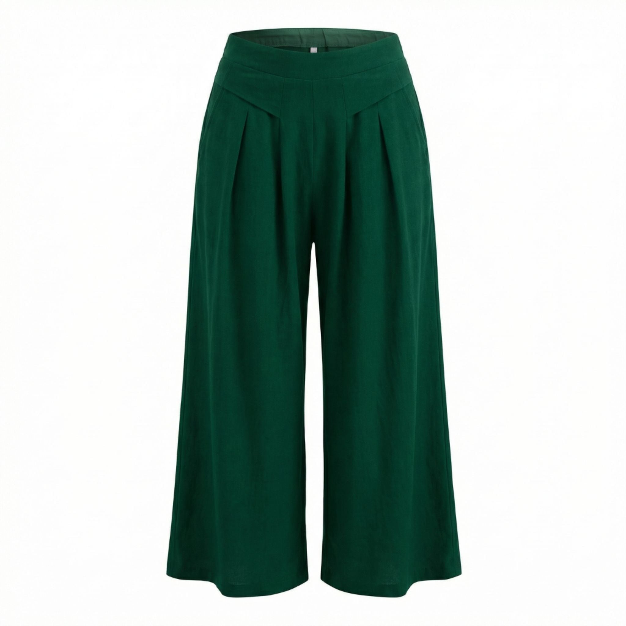 Pantalon Femme à Jambe Large avec Pinces Avant et Poches