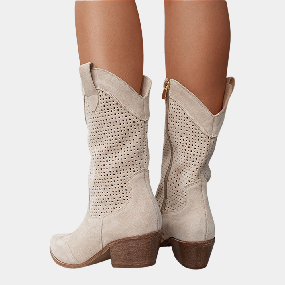 Bottes cowboy femme — cuir — perforées mi-hauteur — quotidien